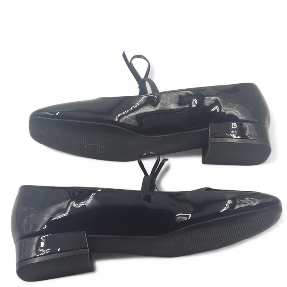 MADDEN Girl Mary Jane Flats Black Patent Square Toe Bow Ladylike Minimal 8.5 LNC - Picture 4 of 9